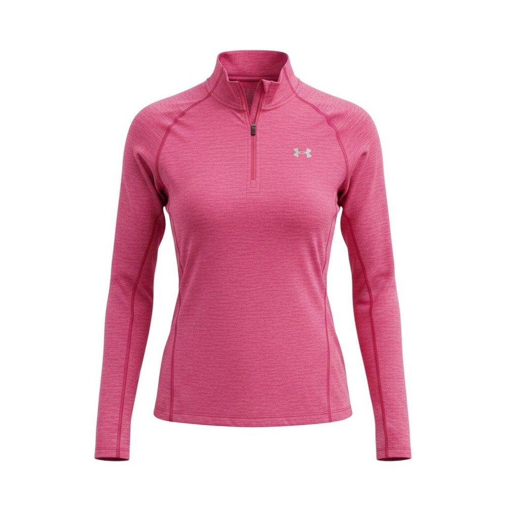 Under Armour Pullover Women XL Pink HeatGear 1/4 Zip Activewear Athletic Top EUC